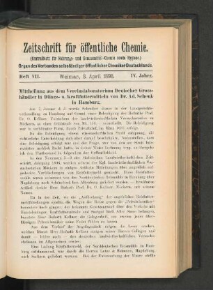 Heft VII. Weimar, 8. April 1898.