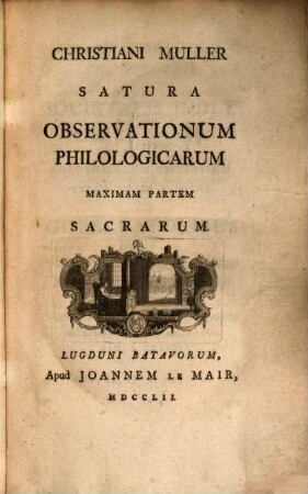 Satura observationum philologicarum maximam partem sacrarum