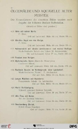 Ölgemälde und Aquarelle alter Meister (Nr. 619- 704)