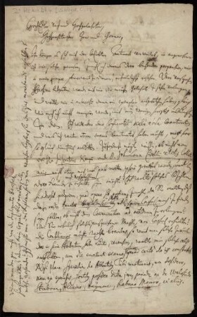 Brief von Christian Schlegel an Johann Christoph Kalckhoff