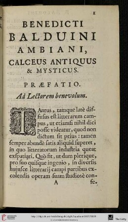 Praefatio ad Lectorem benevolum