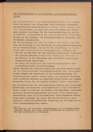Der Sportunterricht in der Unterstufe der Körperbehindertenschule