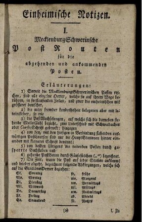 I. MecklenburgSchwerinsche PostRouten