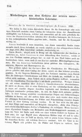 Mittheilungen aus dem Gebiete der neueren naturhistorischen Literatur.