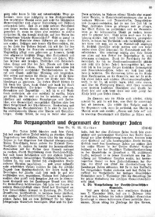 Aus Vergangenheit und Gegenwat der hamburger Juden