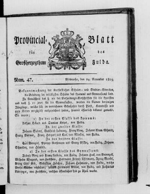 Num. 47, Ausgabe vom 24. November 1819
