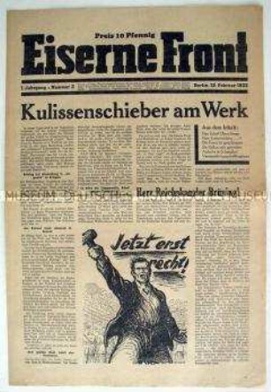 Wochenzeitung der Eisernen Front mit Polemik gegen das System der Weimarer Republik und gegen die Bestrebungen der NSDAP