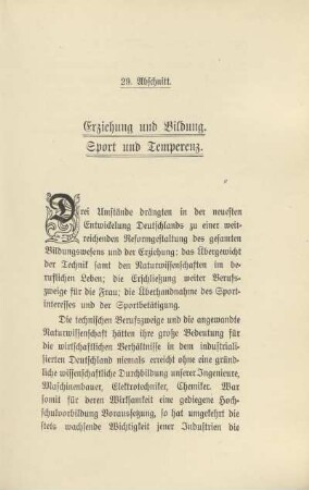 29. Abschnitt. Erziehung und Bildung. Sport und Temperenz
