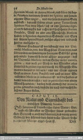 Caput IX. Von Natur und Eigenschafft des irrdischen Planeten Saturni