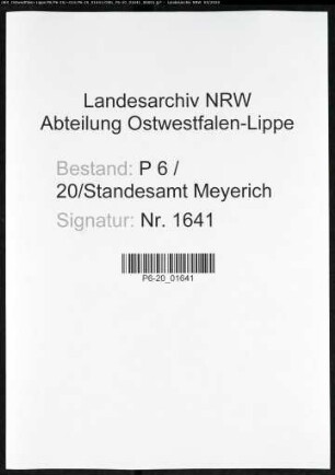 Sterberegister Standesamt Meyrich