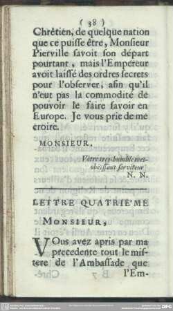 Lettre Quatrieme