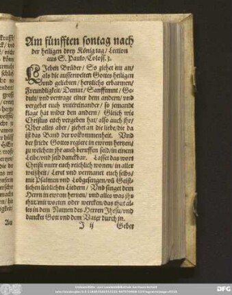 Am fünfften sontag nach der heiligen drey König tag/ Lection aus S. Paulo/ Coloss. 3.