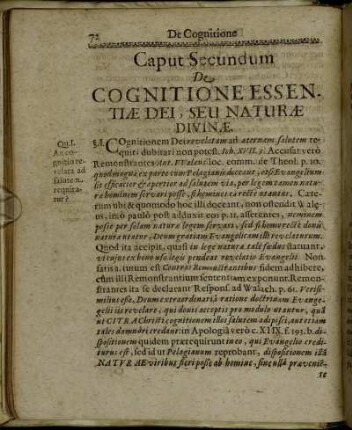 Caput Secundum De Cognitione Essentiæ Dei, Seu Naturæ Divinæ.