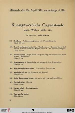 Kunstgewerbliche Gegenstände (Nr. 581-599)