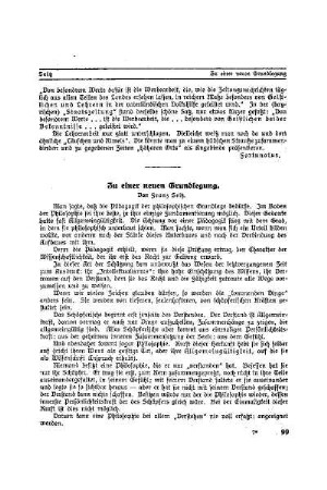 Zu einer neuen Grundlegung