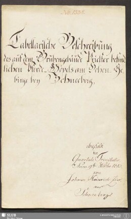 Tabellarische Beschreibung des auf dem Grubengebäude Priester befindlichen Pferde-Göpels am Hohen-Gebirge bey Schneeberg - 18.6212 4.