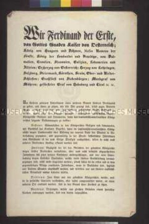 Verordnung von Ferdinand I. Kaiser von Österreich über die Amnestie der politischen Gefangenen