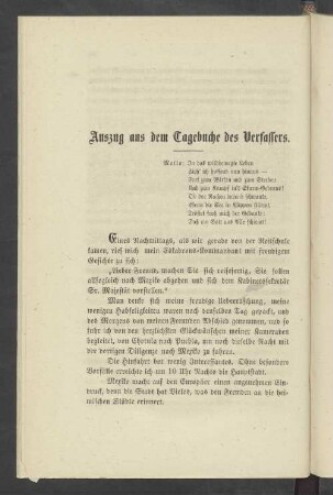 Auszug aus dem Tagebuche des Verfassers
