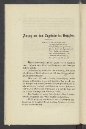 Auszug aus dem Tagebuche des Verfassers