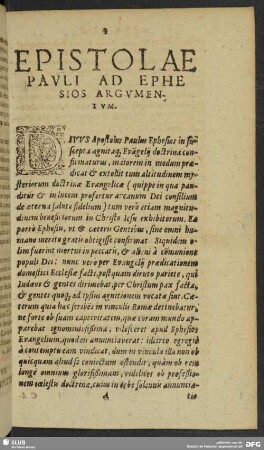 Epistolae Pauli Ad Ephesios Argumentum
