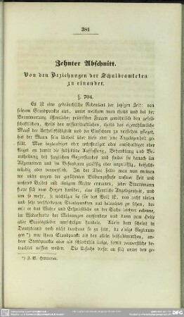 Zehnter Abschnitt. Von den Beziehungen der Schulbeamteten zu einander