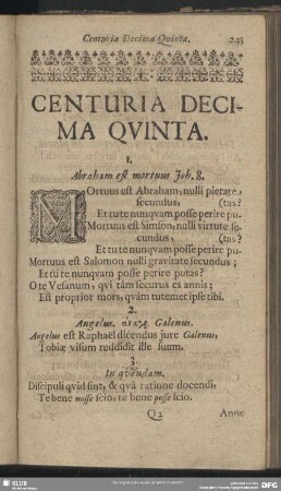 Centuria Decima Quinta