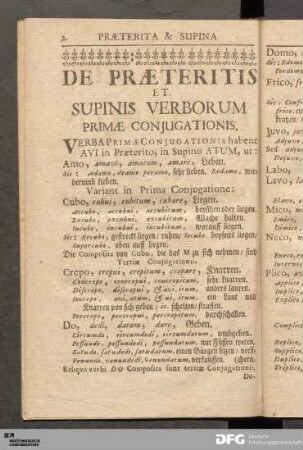 De Præteritis Et Supinis Verborum Primæ Conjugationis.
