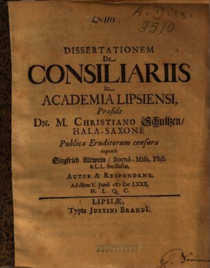 Dissertationem de consiliariis