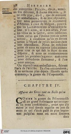 Chapitre IV: Affaires des Grecs tant en Sicile qu’en Italie