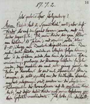Brief an Georg Stolzenberg