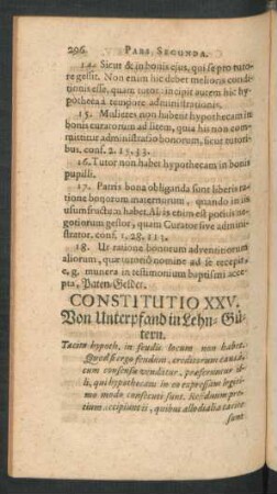 Constitutio XXV. Von Unterpfand in Lehn-Gütern