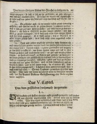 Das V. Capitel. Von dem geistlichen hochmuth insgemein