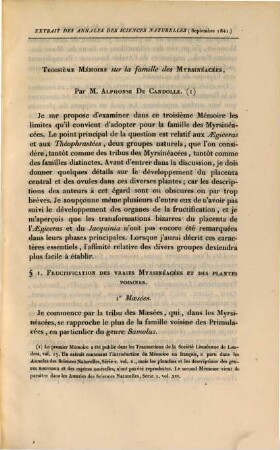 Second Mémoire sur la famille des Myrsinéacées : (Extrait des Annales des Sciences naturelles Aout. 1841)