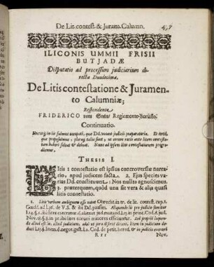 Disputatio [...] Duodecima, De Litis contestatione & Juramento Calumniæ