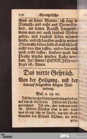 Das vierte Gespräch. Von der Heiligung, und der darauf folgenden seligen Vollendung.