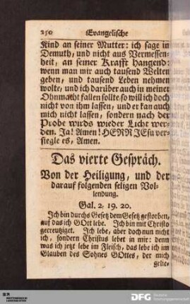 Das vierte Gespräch. Von der Heiligung, und der darauf folgenden seligen Vollendung.