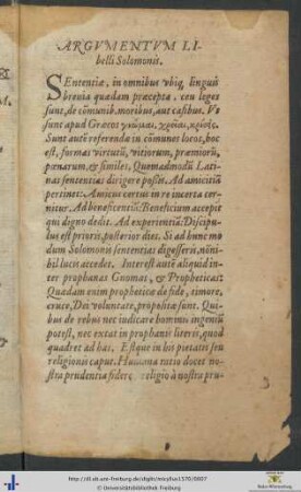 Argumentum Libelli Solomonis