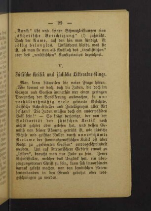 V. Jüdische Kritik und jüdische Litteratur=Ringe.