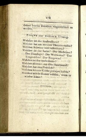 Fragen zur weitern Übung.