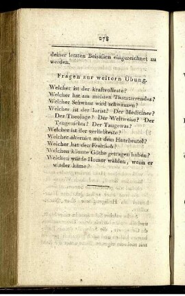 Fragen zur weitern Übung.