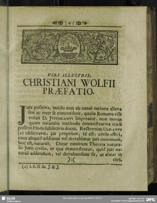 Christiani Wolfii Praefatio