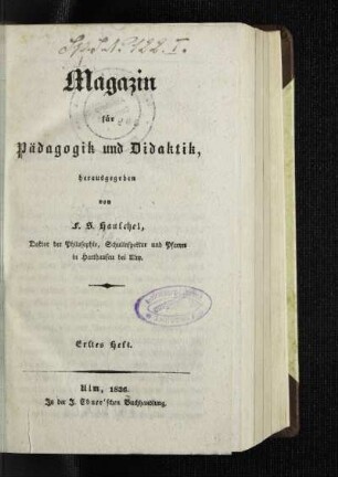 1: Magazin für Pädagogik und Didaktik - 1.1836