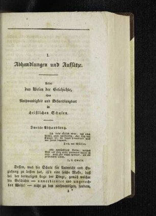 Ueber das Wesen der Geschichte, ihre Nothwendigkeit und Behandlungsart in christlichen Schulen : zweite Abhandlung