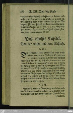 Das zwölfte Capitel. Von der Ruhe und dem Schlafe