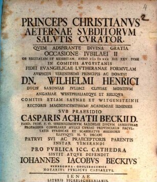 Princeps Christianus aeternae subditorum salutis curator