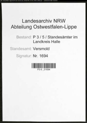 Namensverzeichnis Versmold, Todesfälle