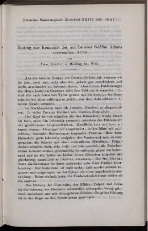 Beitrag zur Kenntniss der mit Carabus Stählini Adams verwandten Arten