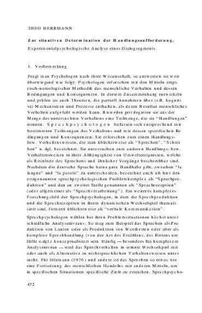 Zur situativen Determination der Handlungsaufforderung : experimentalpsychologische Analyse eines Dialogsegments