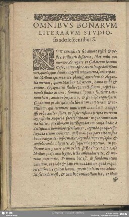 Omnibus Bonarum Literarum Studiosis adolescentibus S.