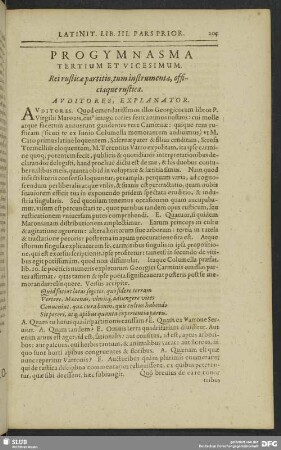 Progymnasma Tertium Et Vicesimum. Reirusticae partitio, tum instrumenta, officiaque, rustica